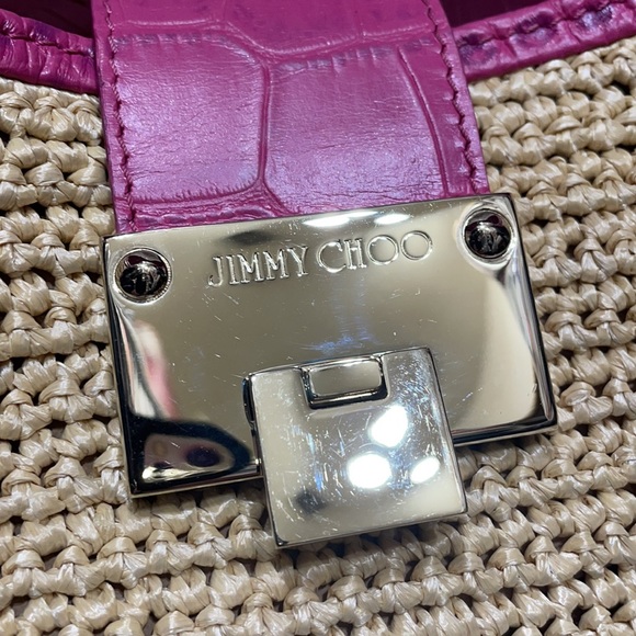 Jimmy Choo Rajah Raffia & Croc leather hobo bag. - Picture 2 of 10